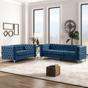 Kursi Sofa Ruang Tamu Chesterfield Kaki Industrial Minimalis