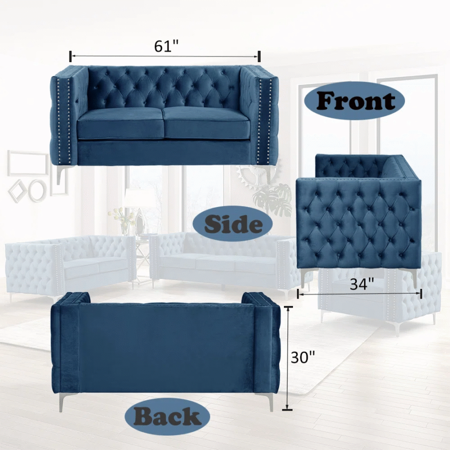 Kursi Sofa Ruang Tamu Chesterfield Kaki Industrial Minimalis 2 Kursi Sofa Ruang Tamu Chesterfield Kaki Industrial Minimalis - Gambar 2