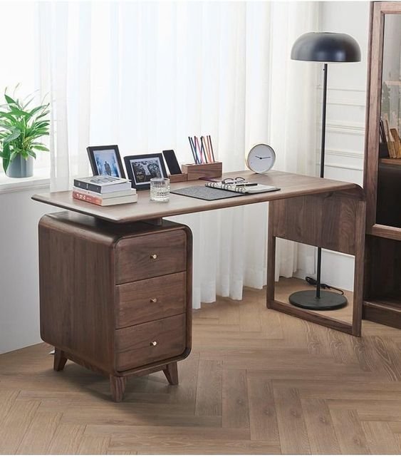 Meja Kantor Minimalis Kayu Retro Berlaci Shindy 1 Meja Kantor Minimalis Kayu Retro Berlaci Shindy