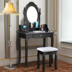 Meja Rias Mewah Modern Costway Hitam