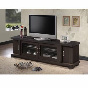 Meja TV Kayu Jati Minimalis Modern Kittery Kaca