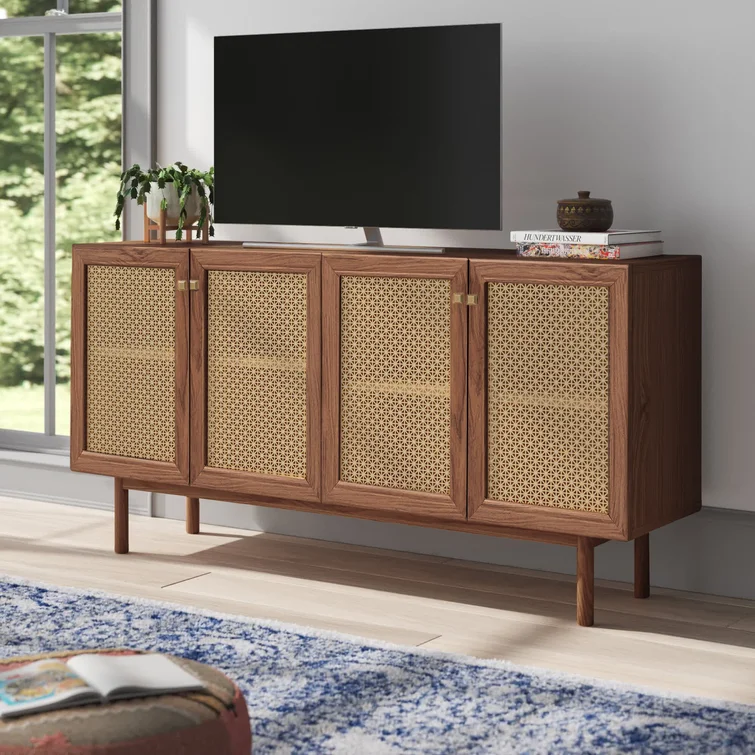 Rak TV Modern Kayu Jati Rotan 1 Rak TV Modern Kayu Jati Rotan