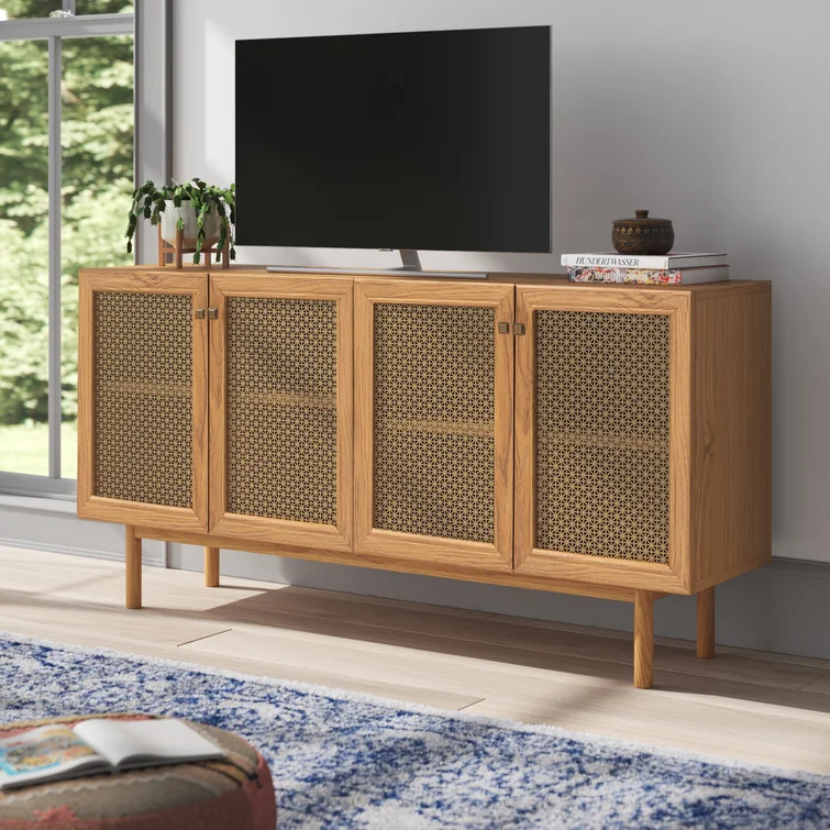 Rak TV Modern Kayu Jati Rotan 3 Rak TV Modern Kayu Jati Rotan - Gambar 3